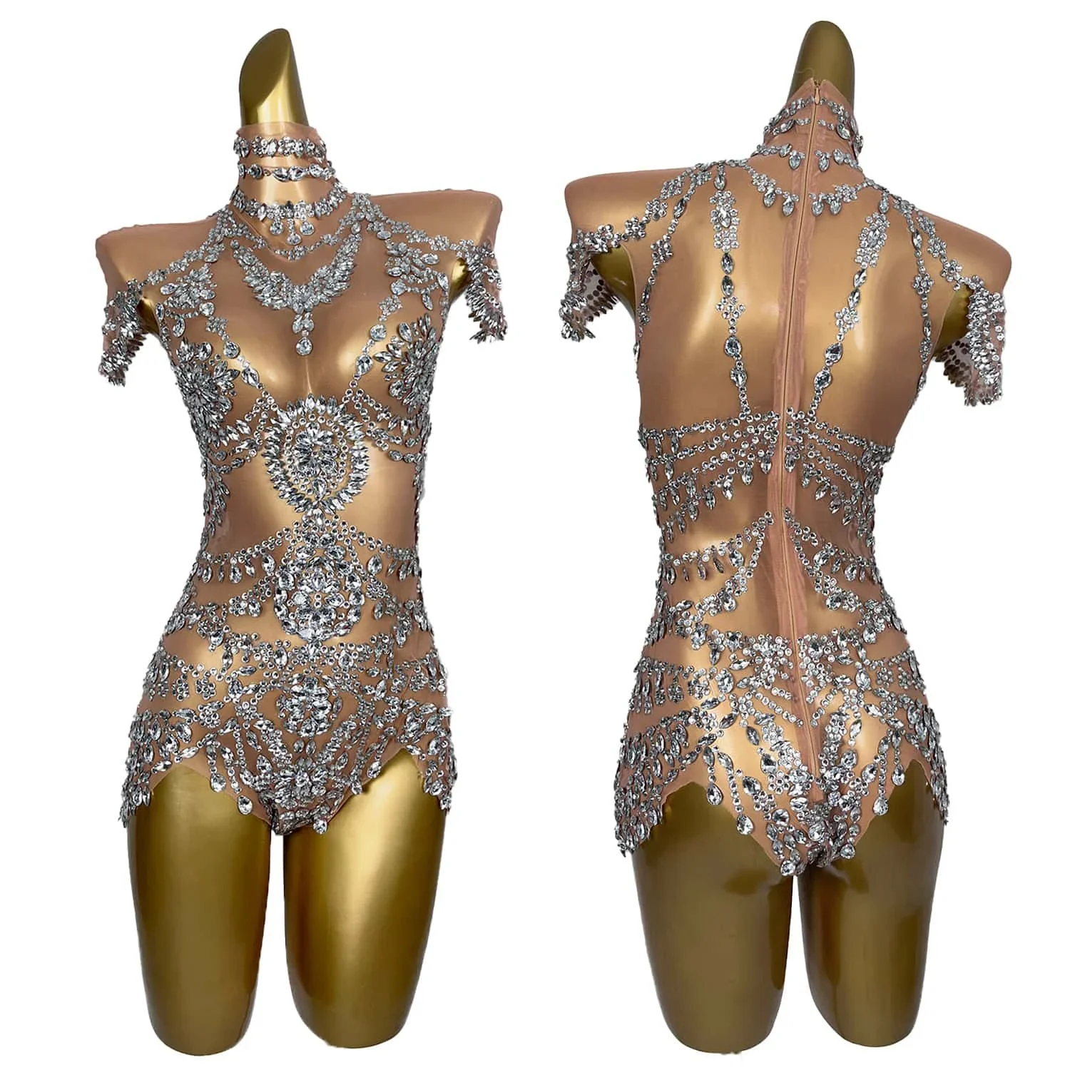 

Женский сексуальный сетчатый танцевальный наряд, костюм певицы, вечерние, клубные, сценическая одежда, боди с блестящими бриллиантами