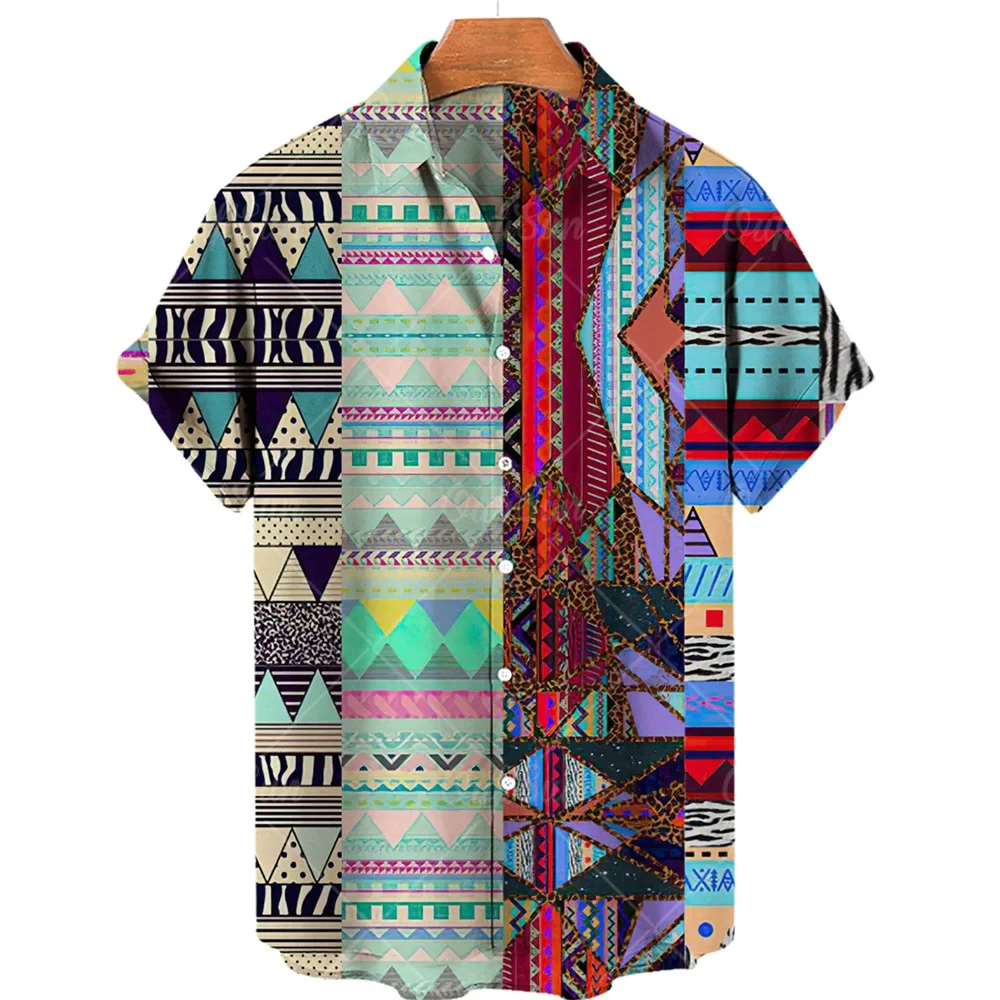 Рубашка гавайская с отложным воротником, модная повседневная, с коротким рукавом, винтажная, с отложным воротником, в стиле кэжуал, большие размеры 5XL