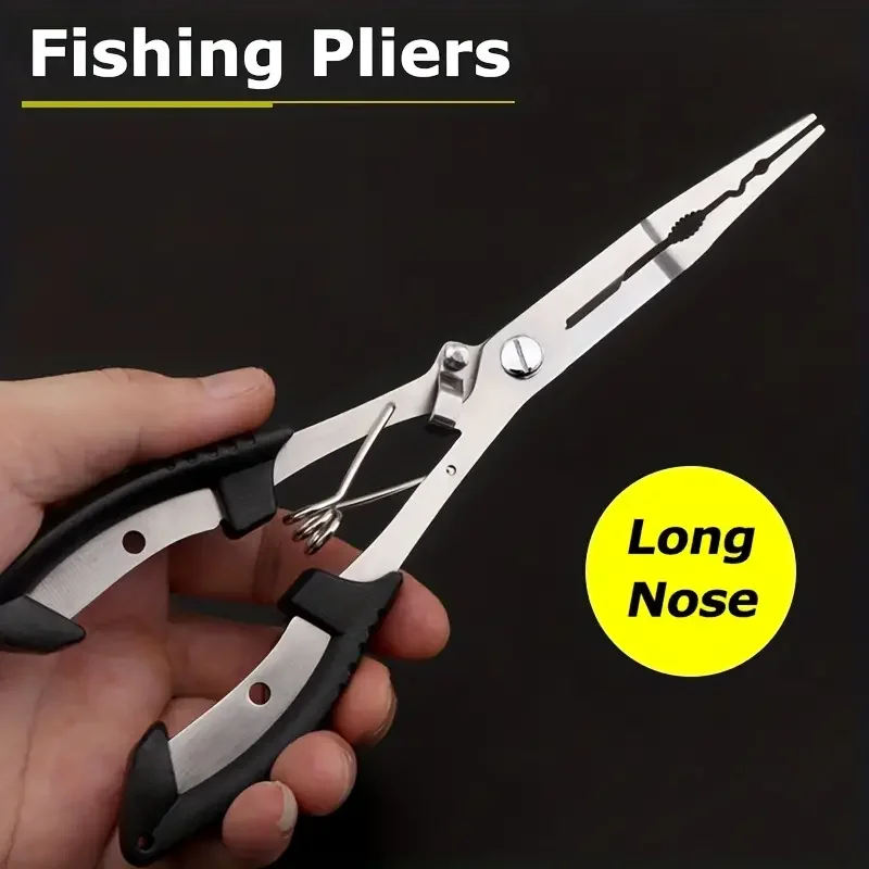 Stainless Steel Fishing Pliers with Non-Slip Handle and Hook Remover - Durable and Multifunctional Fishing Scissors