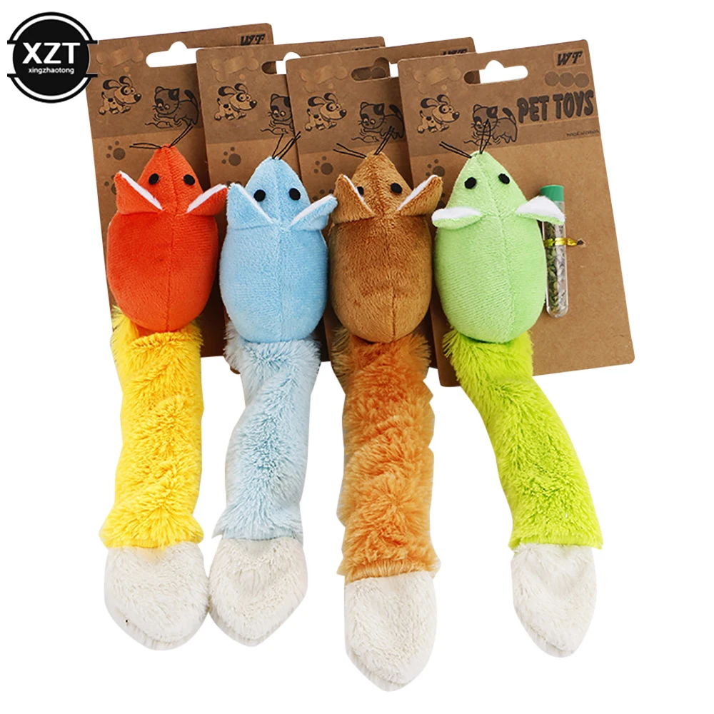 Toys for Cats Pet Cat Toy Mint Mouse Combination With Long Tail Supplies Plush Pillow Doll Pet Dogs Interactive Mice Tail Catnip