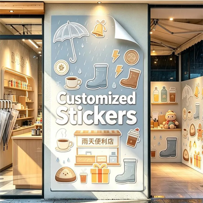 Any Size 100cm Custom Sticker Coffee Shop Club Restaurant Supermarket Beauty Salon  Hamburger Hotel Bottom Advertising Promotion