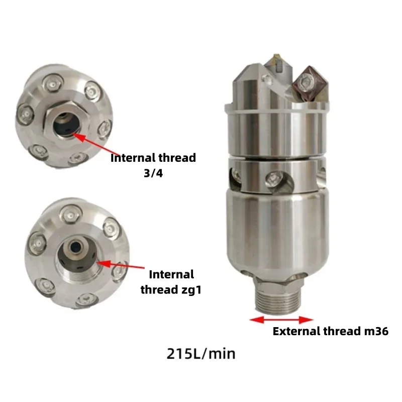Rotary Rocket Ceramic Nozzle High Pressure Pipeline Cleaner For Sewage Suction Dredging Truck Clear Cement Grease Blockage