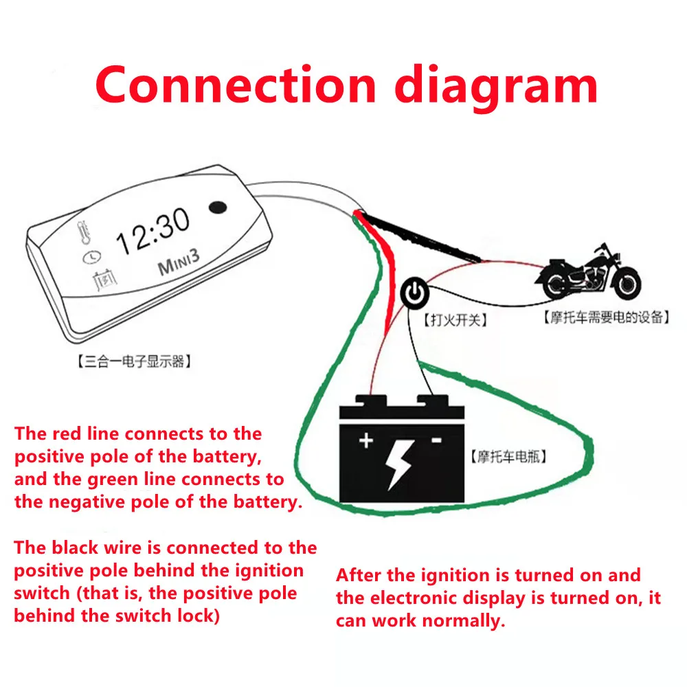 Multifunction Voltimetro Digital Time Clock Thermometer Voltmeter DC 12V 3 In 1 LED Display Motorcycle Scooter Car Boat IP67