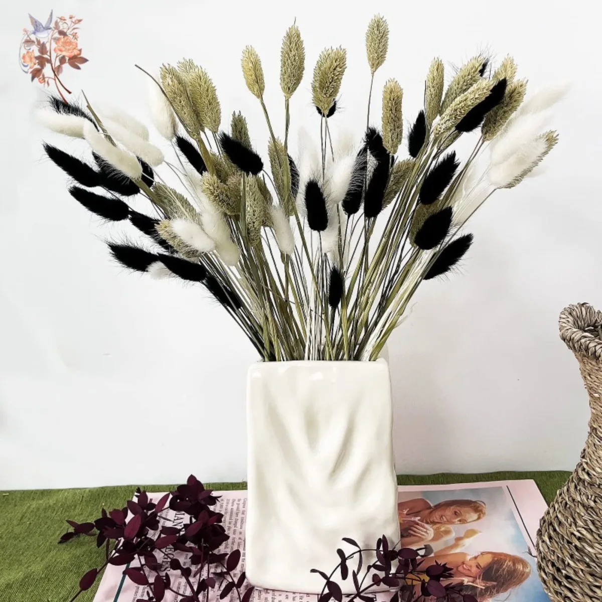 

120Pcs Fluffy Pampas Dried Flowers Bouquet Autumn Christmas Home Decoration Bunny Tail Grass Artifical Flower Boho Wedding Decor