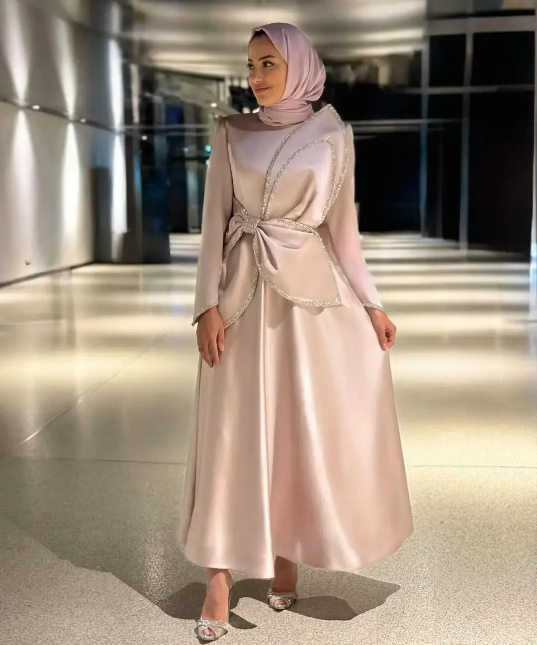 

Saudi Arabia customized Wedding Blush Evening Dresses Pleated Formal Women Prom Dresses Floor Length Party Dresses