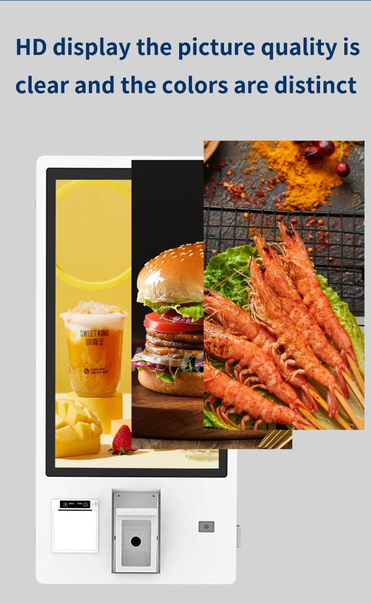 كشك طلب ودفع المطاعم قائم على الأرض من VETO مقاس 32 بوصة مع ماسح رمز الاستجابة السريعة