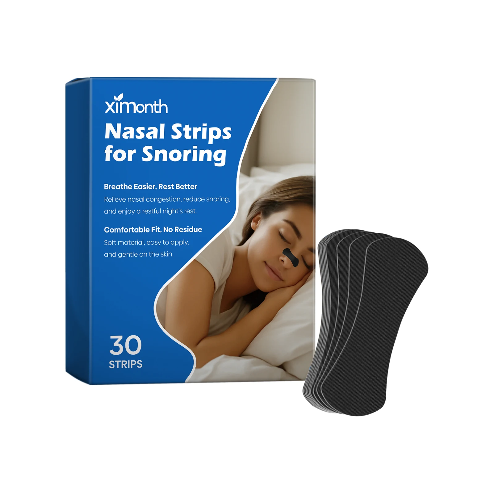30pcs Box Pack Latex-free Nose Strips Breathing Anti Snoring Soft Performance Nasal Strips Breathing for Sleeping