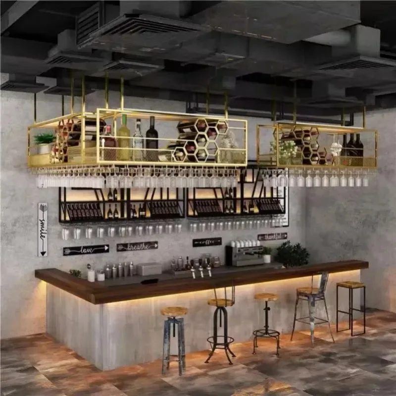 Value for money Bar Red Wine Glass Rack Hanging Wine Cabinet With Lamp Decoration Wine Creative Upside