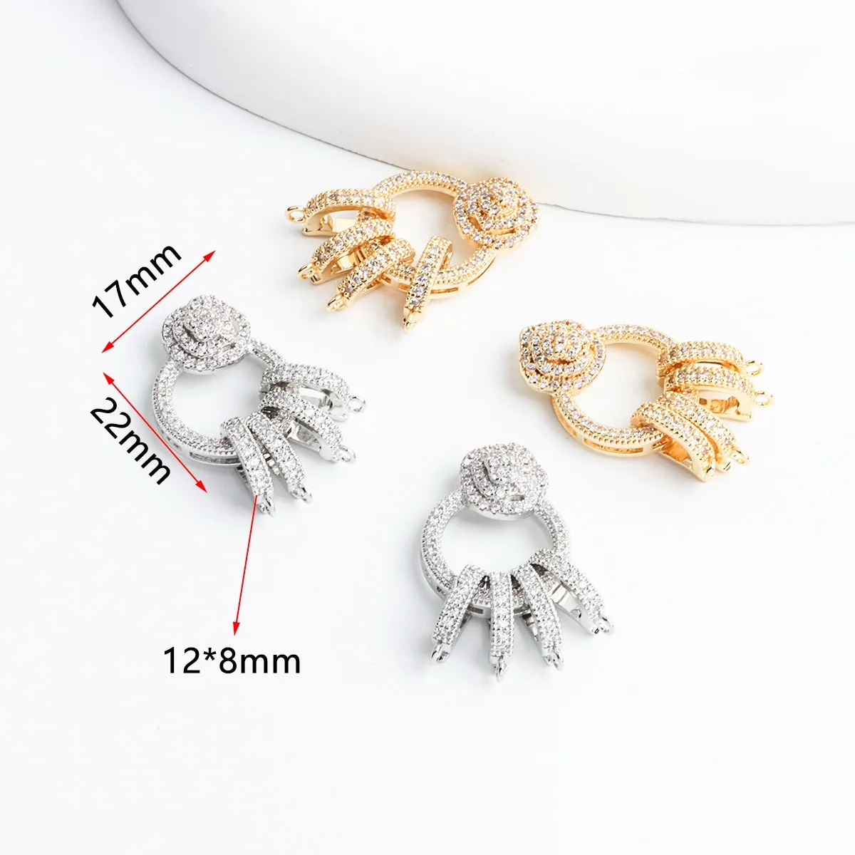 18K Real Gold Plated with Zircon Luxury Flower Clusters Multi-purpose Buckle Necklace Bracelet Universal Buckle DIY Accessories