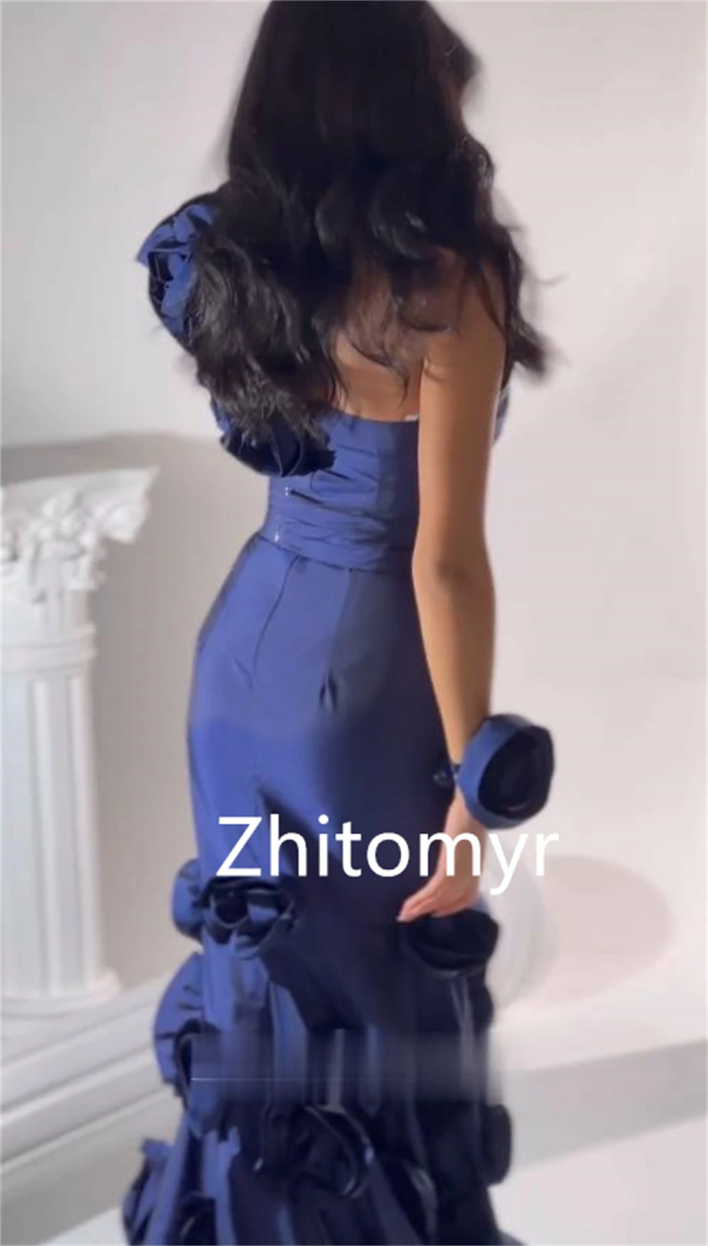 Intricate Customized One-shoulder Mermaid Quinceanera Dress Floor length Flower Charmeuse Evening فساتين سهره