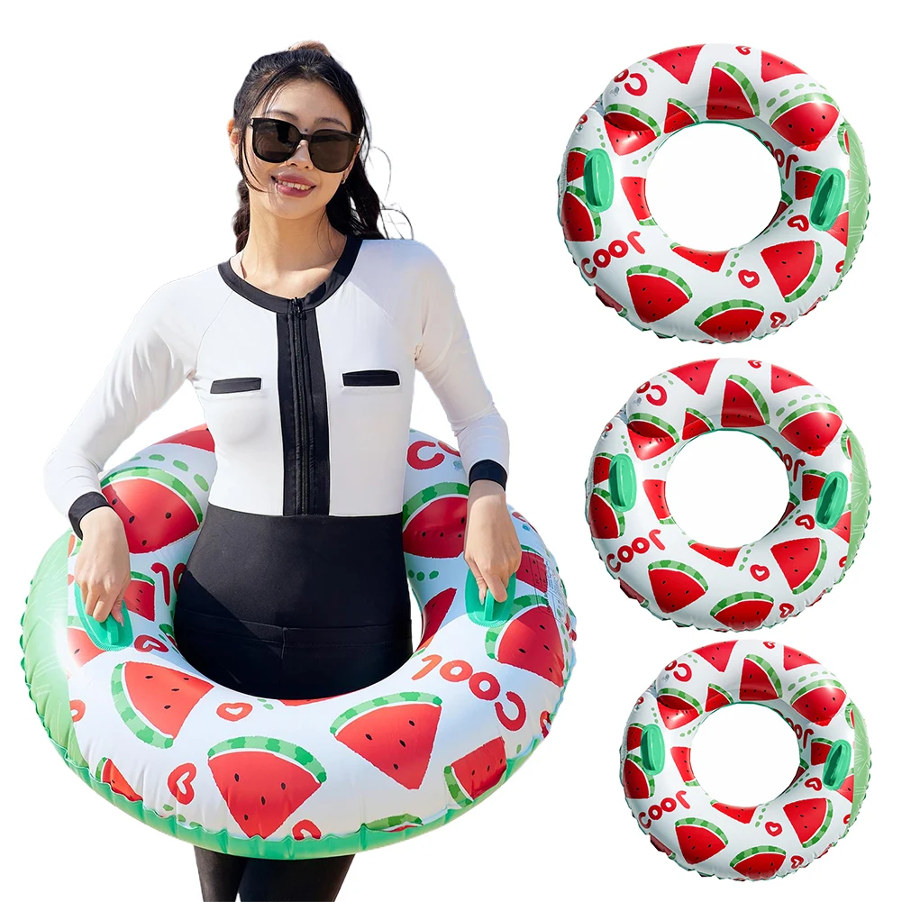 Inflatable Swim Ring Pool Floating Rings Leakproof Blow Up Swim Tube Watermelon Pattern Swimming Rings Floaties Pool Accessories