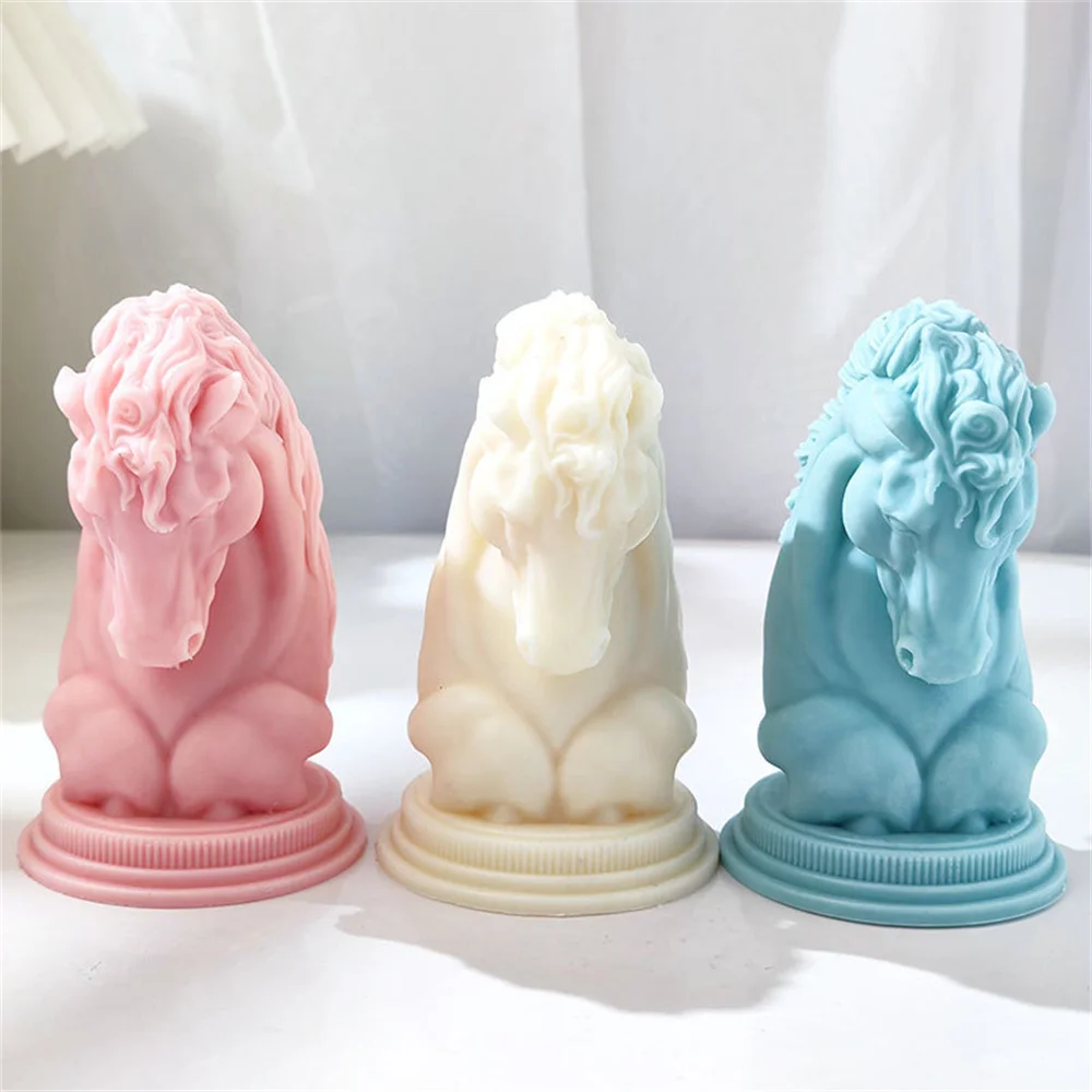 Horse Head Scented Candle Silicone Mold DIY Animal Horse Plaster Casting Molds Epoxy Resin Mould Home Ornament Desktop Decor