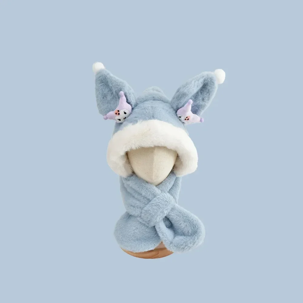 

Kuromi Anime Kawaii Children Neck Protection Hats Cute Cartoon Autumn Sanrio Ins Winter Girls Thickened Windproof Cap Gifts