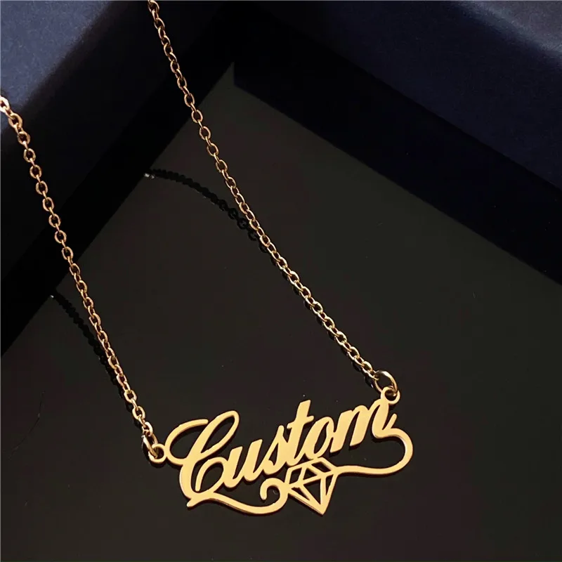 New Custom Name Necklaces Personalized Fashion Stainless Steel Bottom Decoration Pendant Heart Letter for Women Jewelry