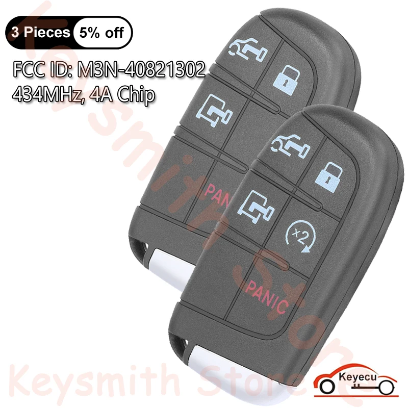 

KEYECU 4 5 Buttons 434MHz 4A Chip for Ram ProMaster 1500 2500 3500 2022 2023 2024 Auto Smart Remote Control Key Fob M3N-40821302