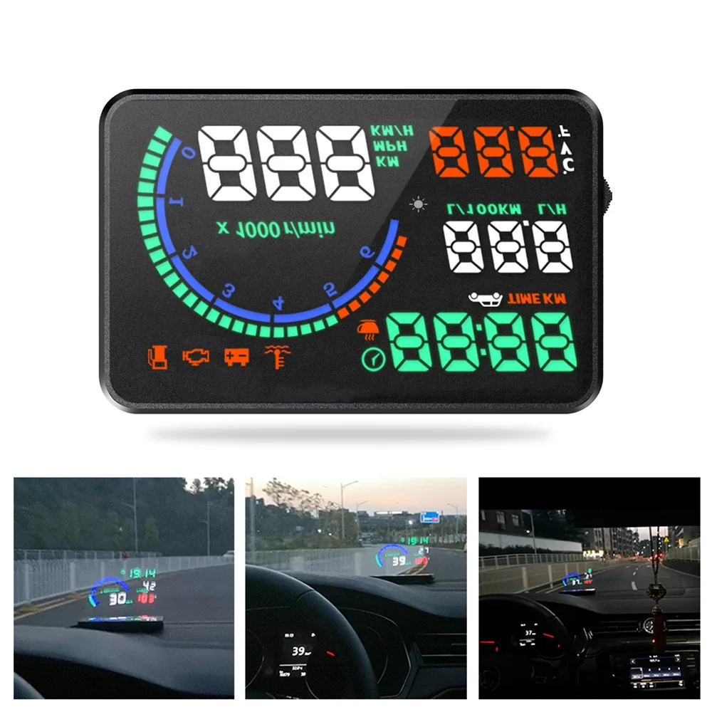 HUD I9 Up Display Auto HUD OBD2 Car Speed Projector MPH Speedometer Car Detector Oil Consumption