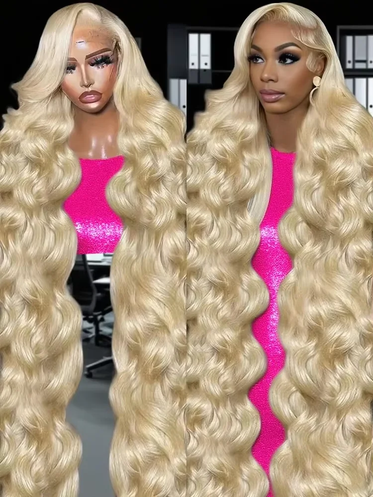 Wig Rambut Asli 613 Warna Pirang Model Body Wave 13x4 HD Transparan 13x6 Full Frontal Lace Wig Lace Front Untuk Wanita 40 46 Inci