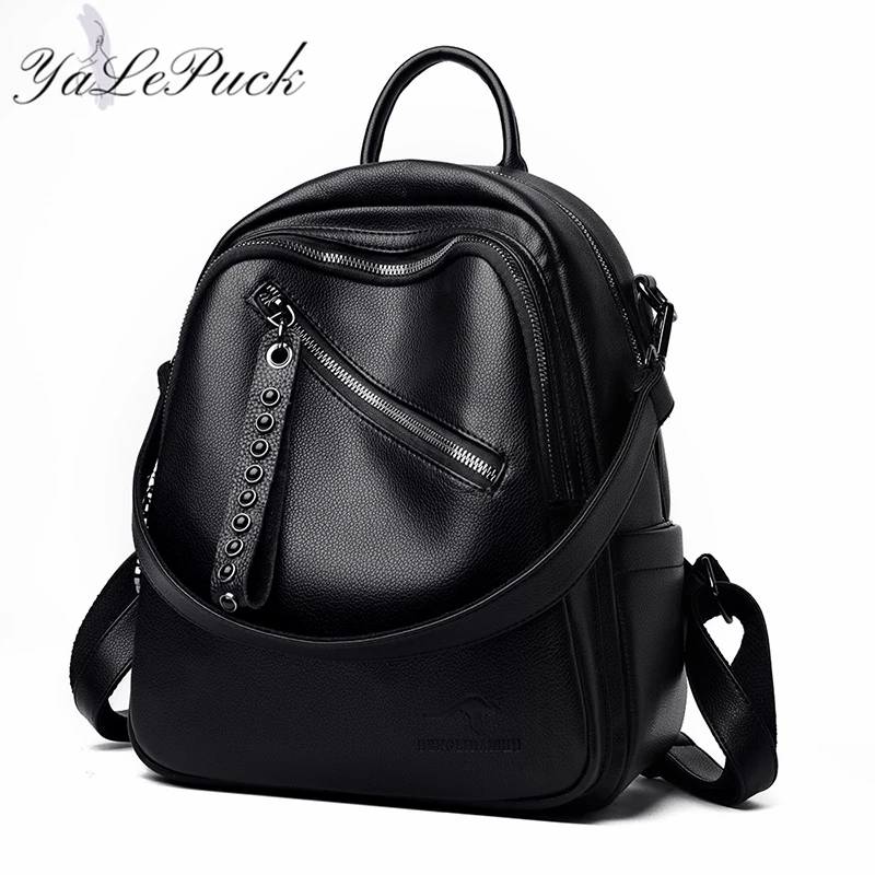 2023 New High Quality Leather Backpacks Women High Capacity Travel Backpack Mochilas School Bags For Teenage Girls Shoulder Bag