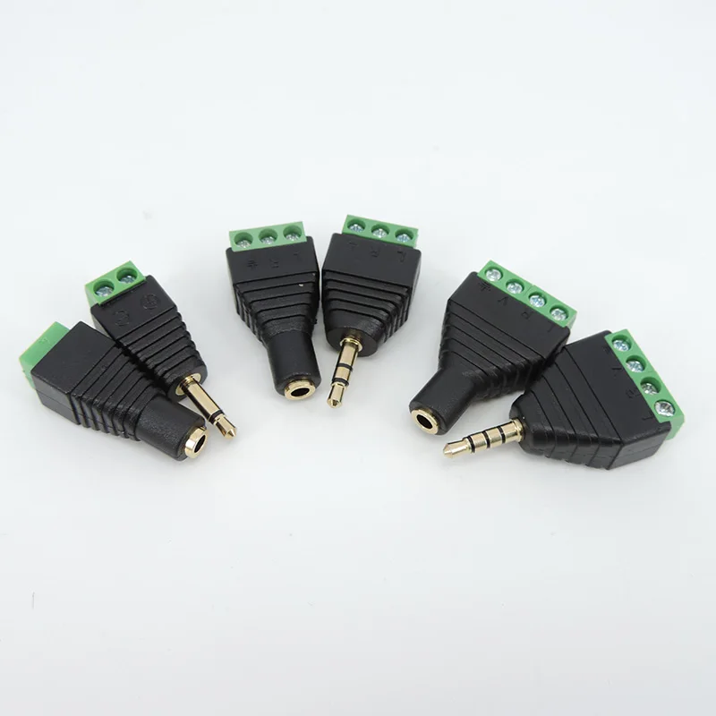 Video AV 3.5mm 2 3 4 Pole mono Stereo Male female AV Screw Terminal Jack 3.5 male 3 pin 4 pin Terminal Block Plug H2