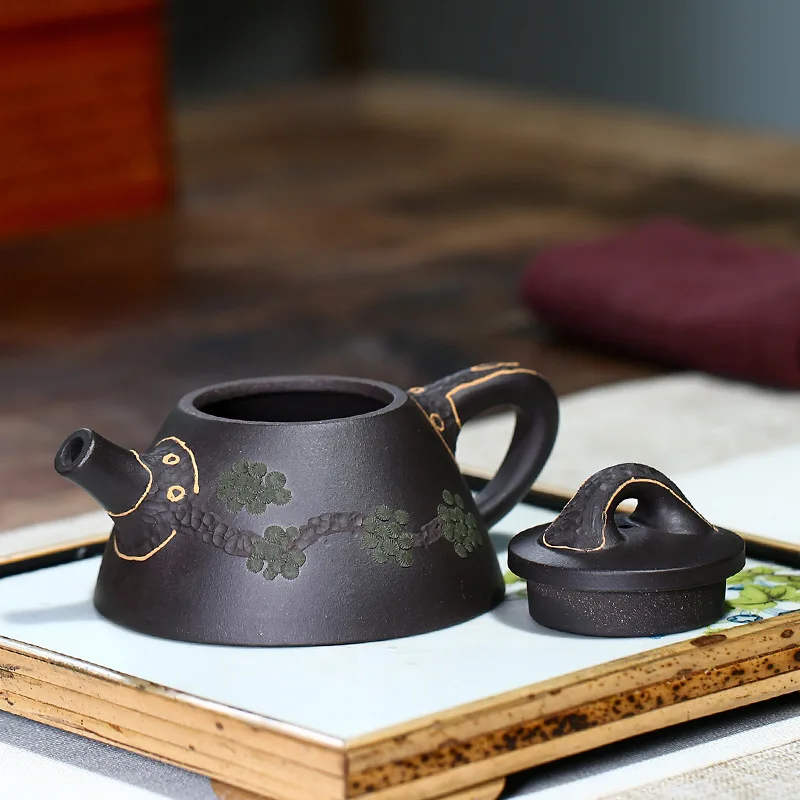 Zisha Teapot Yixing Handmade Pot Kung-fu Teaware Purple Clay Drinkware For Puer Green Black Chinese Tea overlord stone ladle