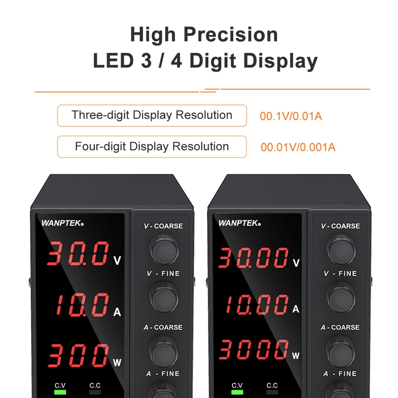 Wanptek Labor-Netzteil, 30 V, 10 A, 60 V, 5 A, 120 V, 3 A, einstellbare Ziffernanzeige, Spannungsregler, Laborbank, DC-Netzteil