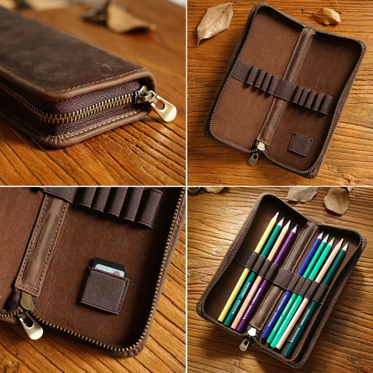 Leather Pencil Case Cute School Supplies Kawaii Stationery Organizer Case School Stationery Pouch Cute Pouch Mini Book Clip Gift