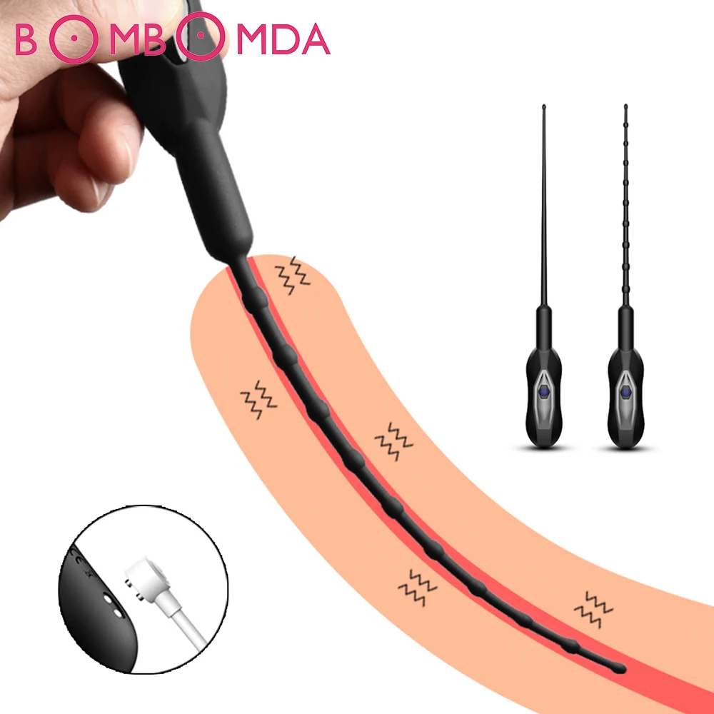 10 Speed Urethral Vibrator Catheter Penis Plug Beads Sex Toys for Men Vibrating Urethra Sound Dilator Massager Dildo Vibrator