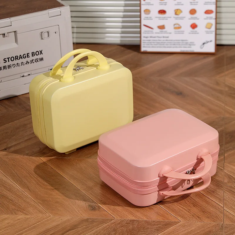 (36) New 14-inch portable cosmetic case macaron color mini portable suitcase 12-inch storage travel bag