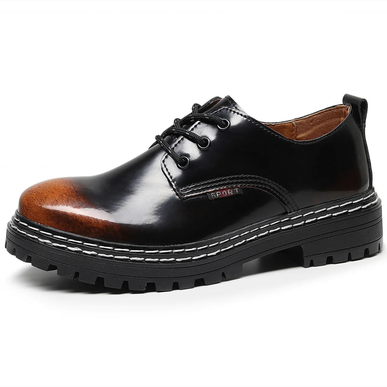 Cow Leather Men Round Toes Shoes All Match Career Shoes Lace up Casual Shoes image 3