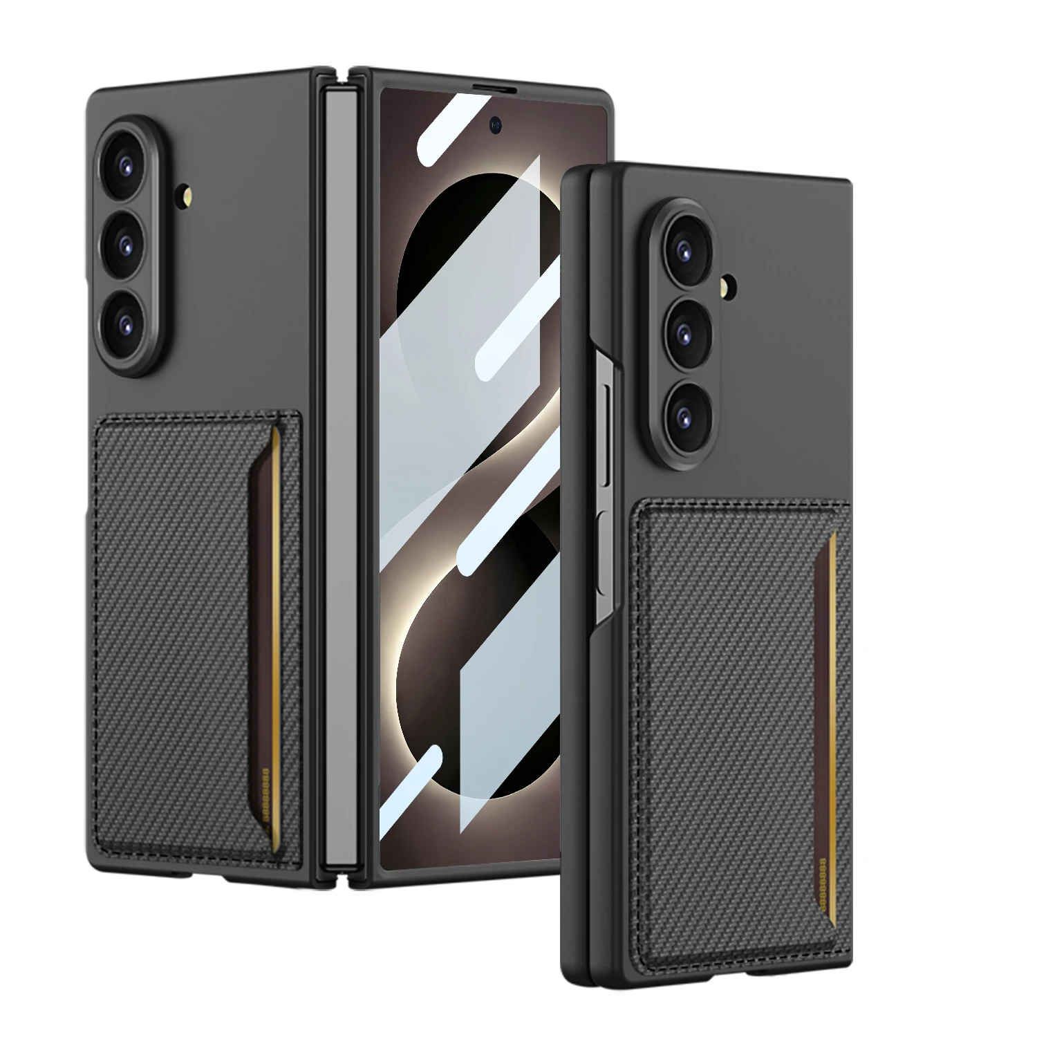 For Samsung Galaxy Z Fold 8 Ultra 5G Case Luxury Matte Leather Card Bag With Tempered Film Shockproof Back Cover Accessories
