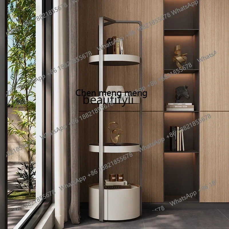 ss8350 Italian minimalist light luxury corner cabinet stainless steel leather corner rack atmospheric jewelry rack
