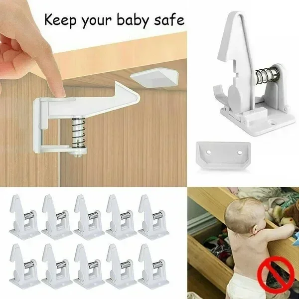 5/10Pcs Invisible Buckle Closet Locks and Adhesive Safety Lock for Baby Security and Children Protection Baby Security Lock