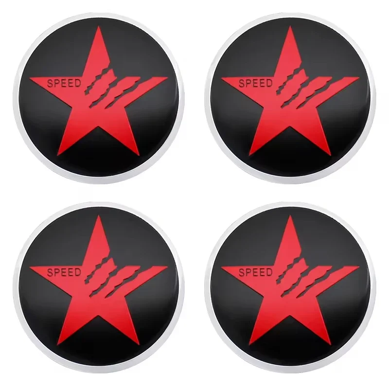 4PCS 56MM 60MM SPEED Star Emblem Universal Car Wheel Center Hub Caps Rim Cover Auto Modified Accessories