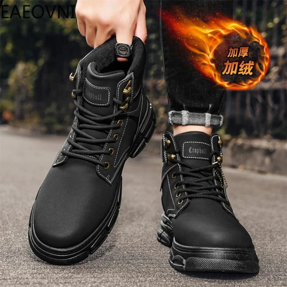 الرجال دراجة نارية الأحذية الدفء المضادة للانزلاق رجل الثلوج التمهيد مقاومة للاهتراء خفيفة الوزن المشي لمسافات طويلة حذاء رجل منخفضة القمم الكلاسيكية الساخن بيع