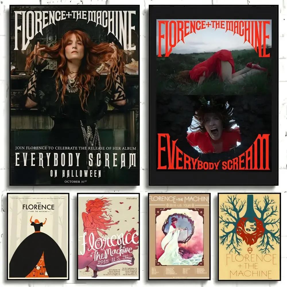 Band Florence And The Machine Poster Self-adhesive Art Waterproof Paper Sticker Coffee House Bar Room Wall Decor