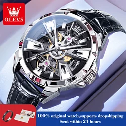 OLEVS 7051 Watch For Men Fashion Hollow Automatic Mechanical Male Hand Clock Waterproof Luminous Original Sport Man Watches