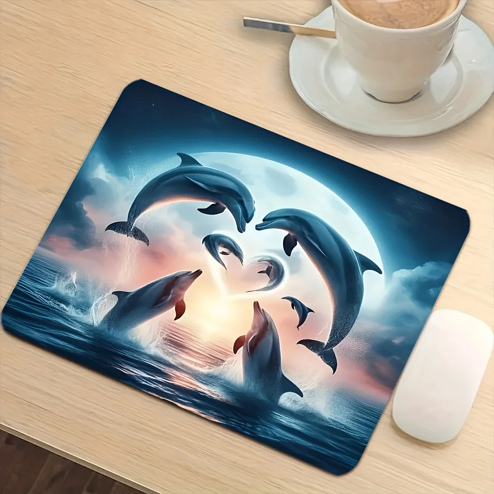 CIFBUY Gaming Mouse Pad XXL Large Desk Mat Dolphin Jumping Moon Smooth Polyester Non Slip Rubber Base for Office Home Keyboard