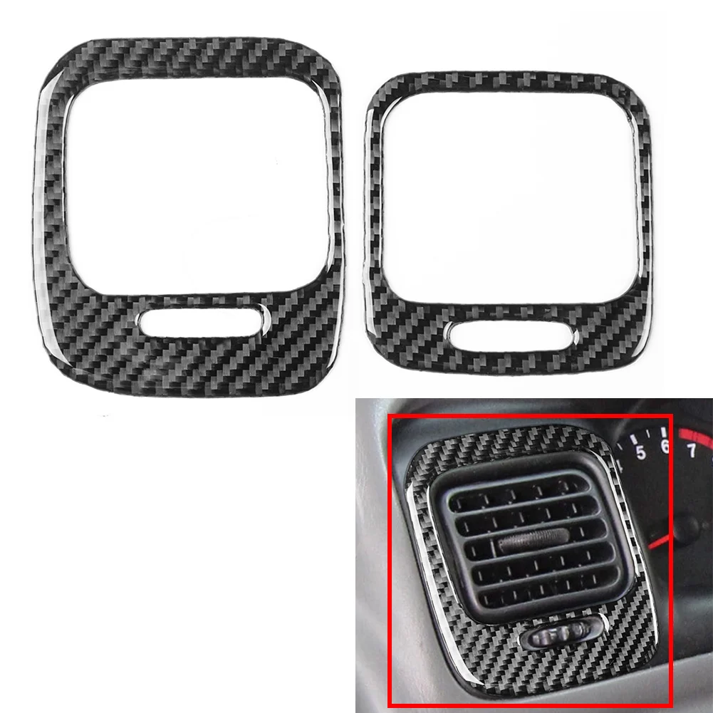 Both Side Air Vent Dashboard Outlet Sticker Cover Trim LHD For Chevrolet Tracker 1999-2004 Carbon Fiber Black