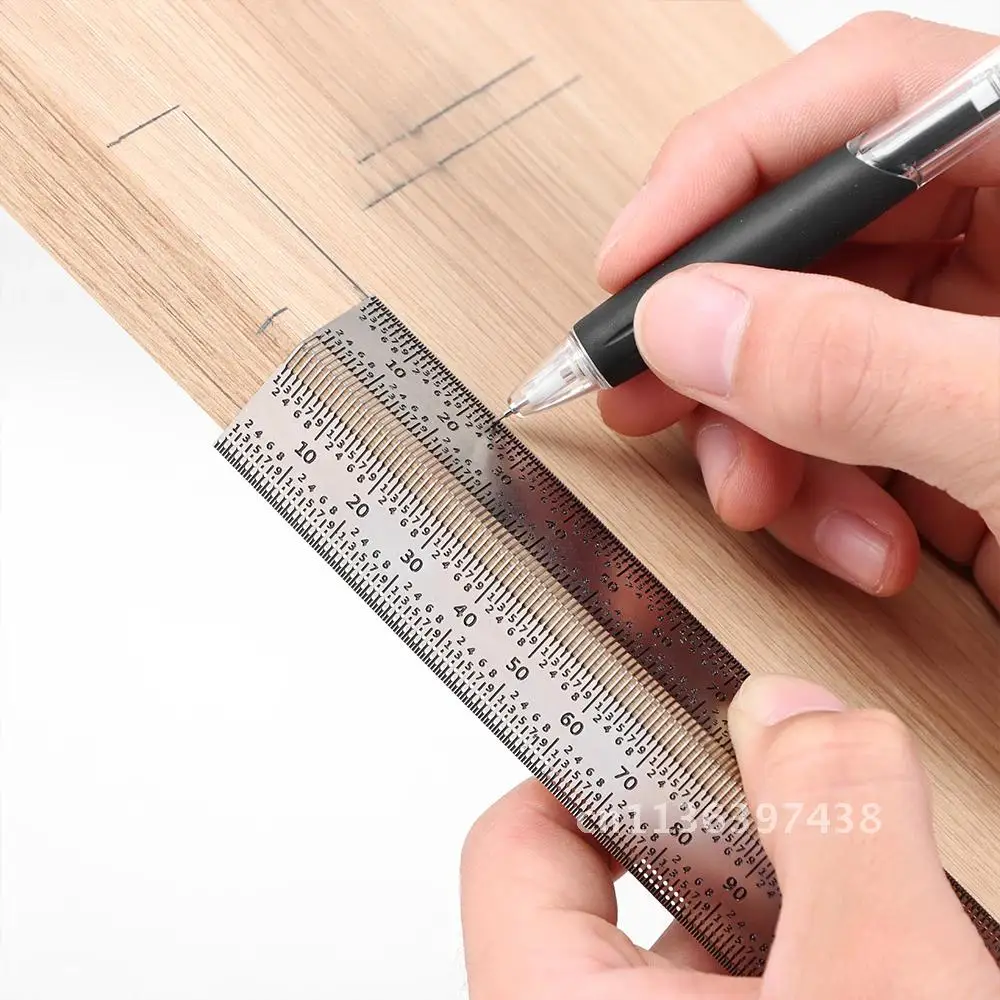 Multifunction Scale Ruler T-type Scale Hole Ruler High-precision Woodworking Scribing Mark Line DIY Carpenter Measuring Tool