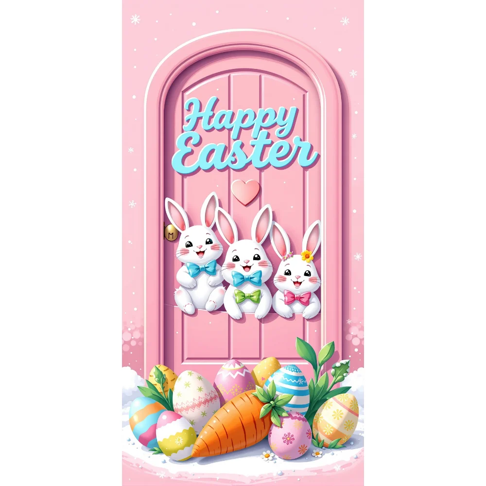 180x90cm Easter Banner Faceless Dwarf Bunny Banner Hanging Pendant For Home Happy Easter Egg Door Garland Wall Decoration