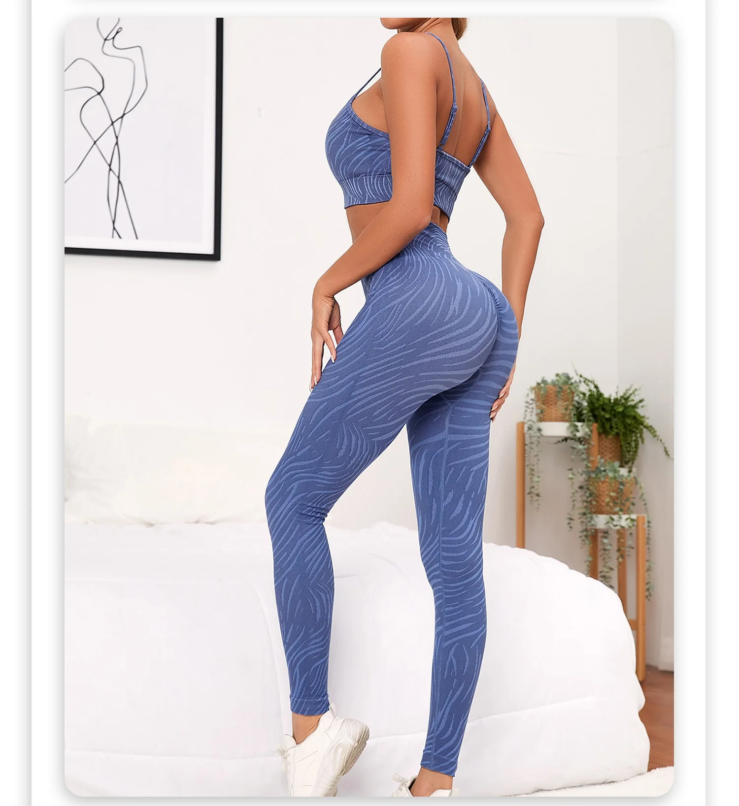 

Zebra Print Yoga Sets Women Gym Clothes Striped Yoga Leggings Ensemble Fitness Sports Set Workout Clothes for Women Gym Set