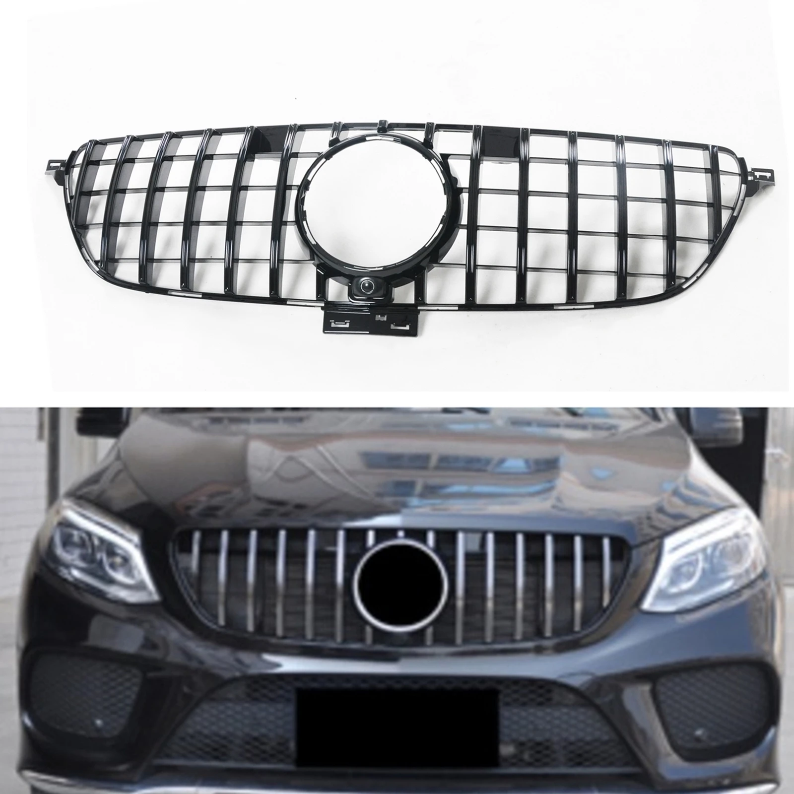 Front Grill For Mercedes Benz GLE Class Coupe C292 W292 2015-2019 GLE350 GLE400 GLE500 GT Style Upper Bumper Hood Mesh Grille