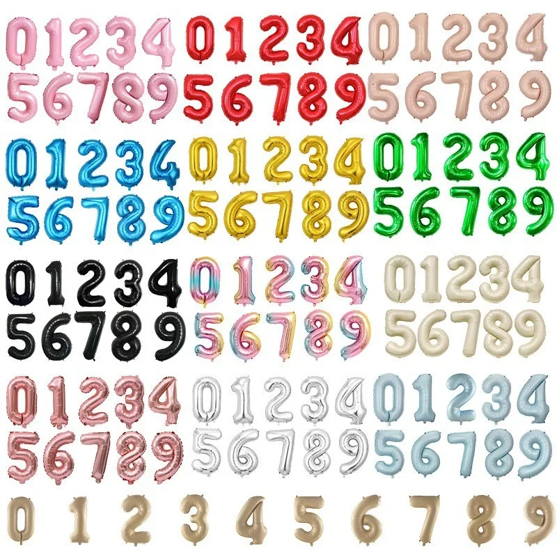 1 PCS Iridescent Rainbow Color 16 32 Inch Number Balloon Aluminium Foil Balloons Anniversary Happy Birthday Party Wedding