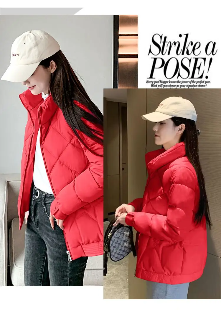 Winter Jacket Women's Stand collar Cotton Warm Coat Korean Loose Ladies Thicken Short Coat Solid Casual Student Jackets Female