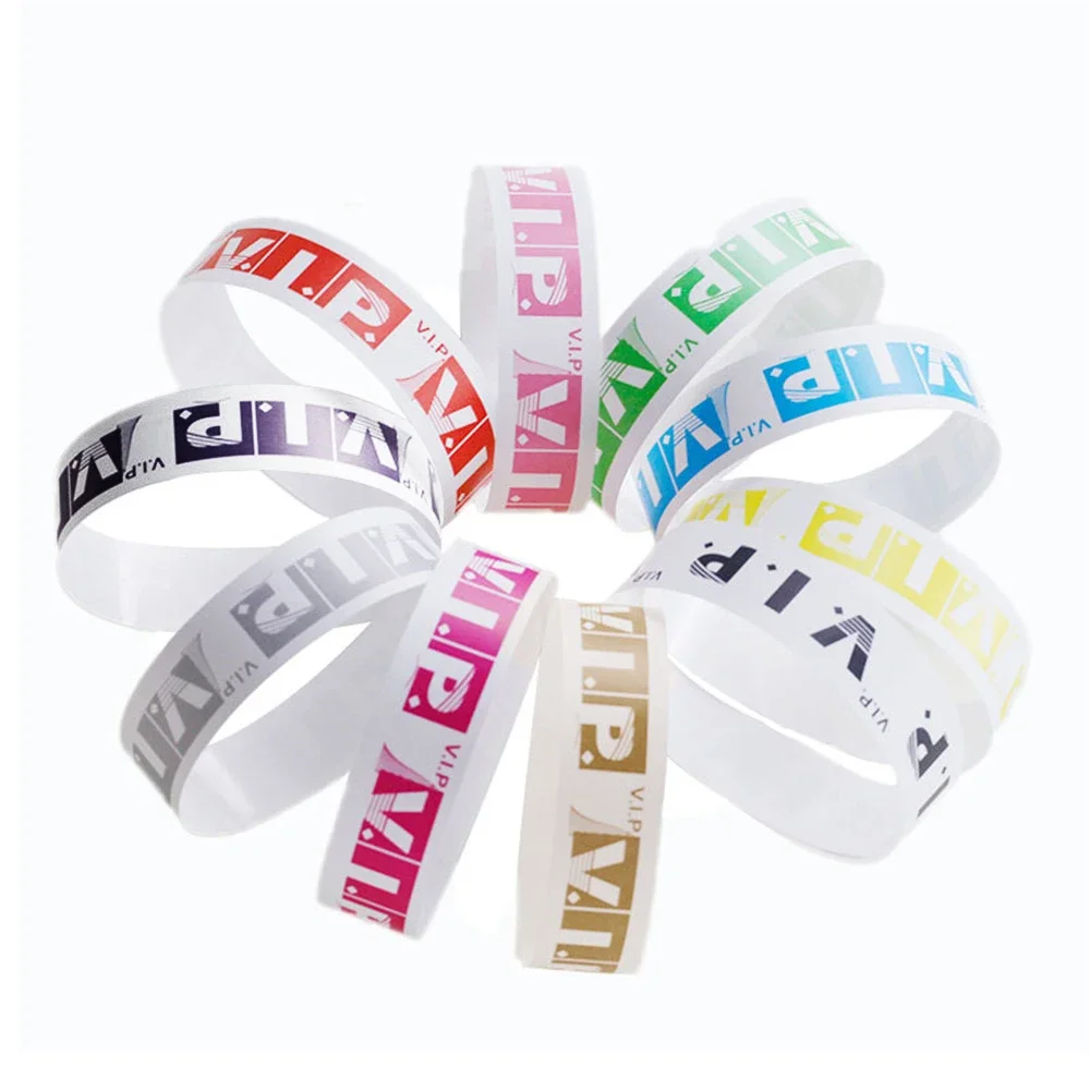 100/200 stücke Party Papier Armband synthetisches Papier Kunststoff Armbänder klebrige Armband Malerei Muster Logo Papier Party Armbänder