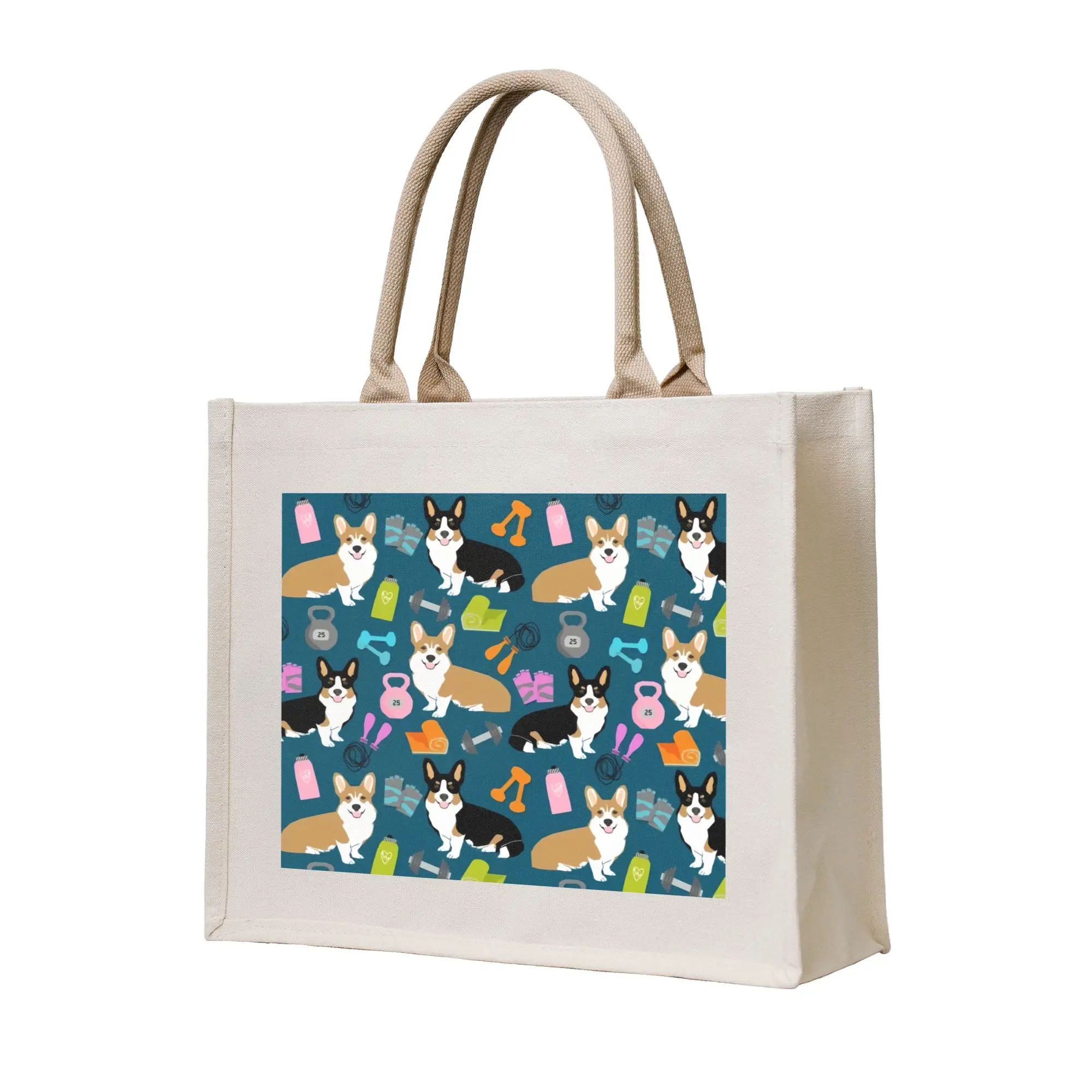 Welsh Corgi Dog  Grocery Shopping Bags Cute Shopper Shoulder Tote Bags Large Capacity Portable  Handbag