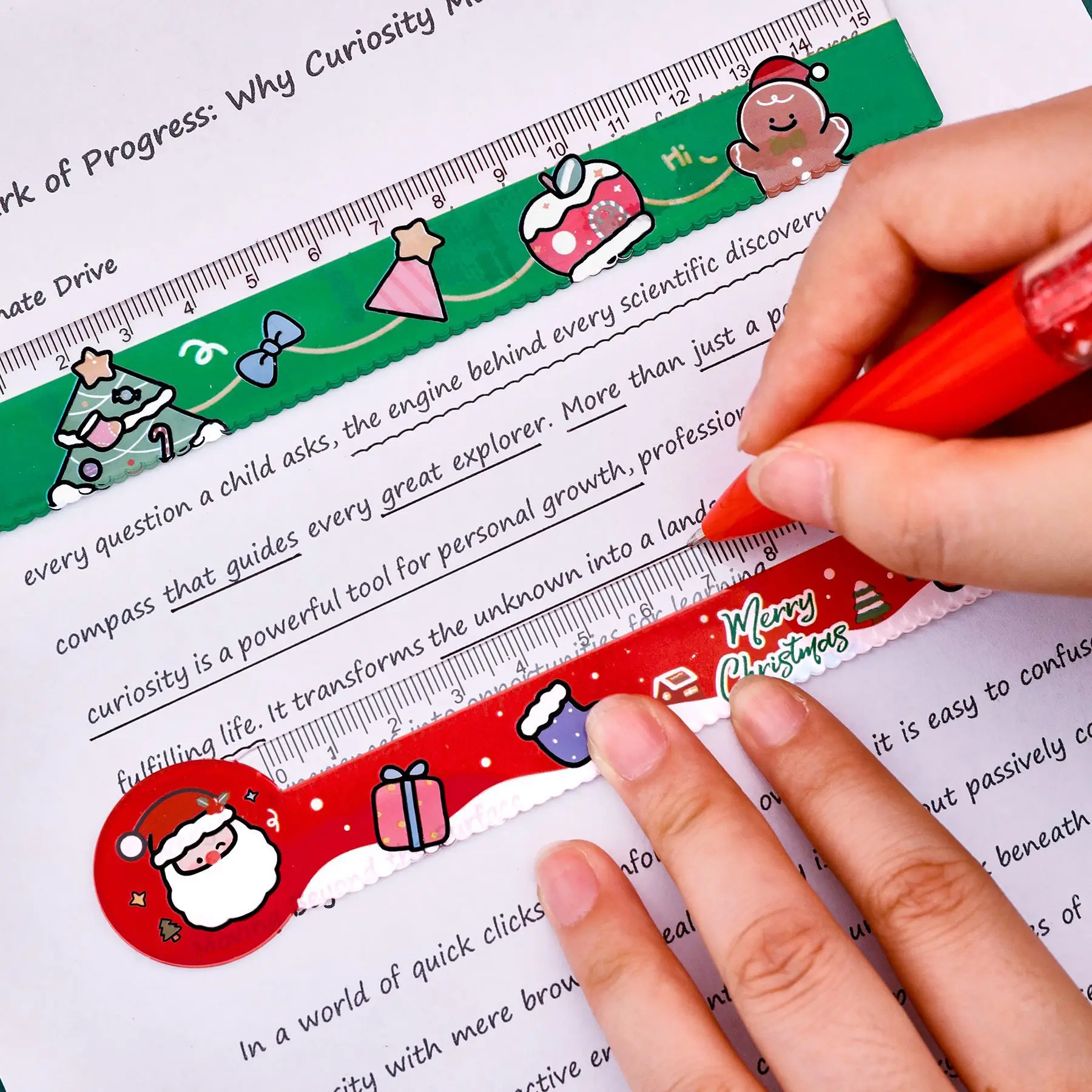 Cartoon Wave Ruler Fun Magnetic Ruler Children'S Ruler Cute For Classroom Stationery Collection Christmas