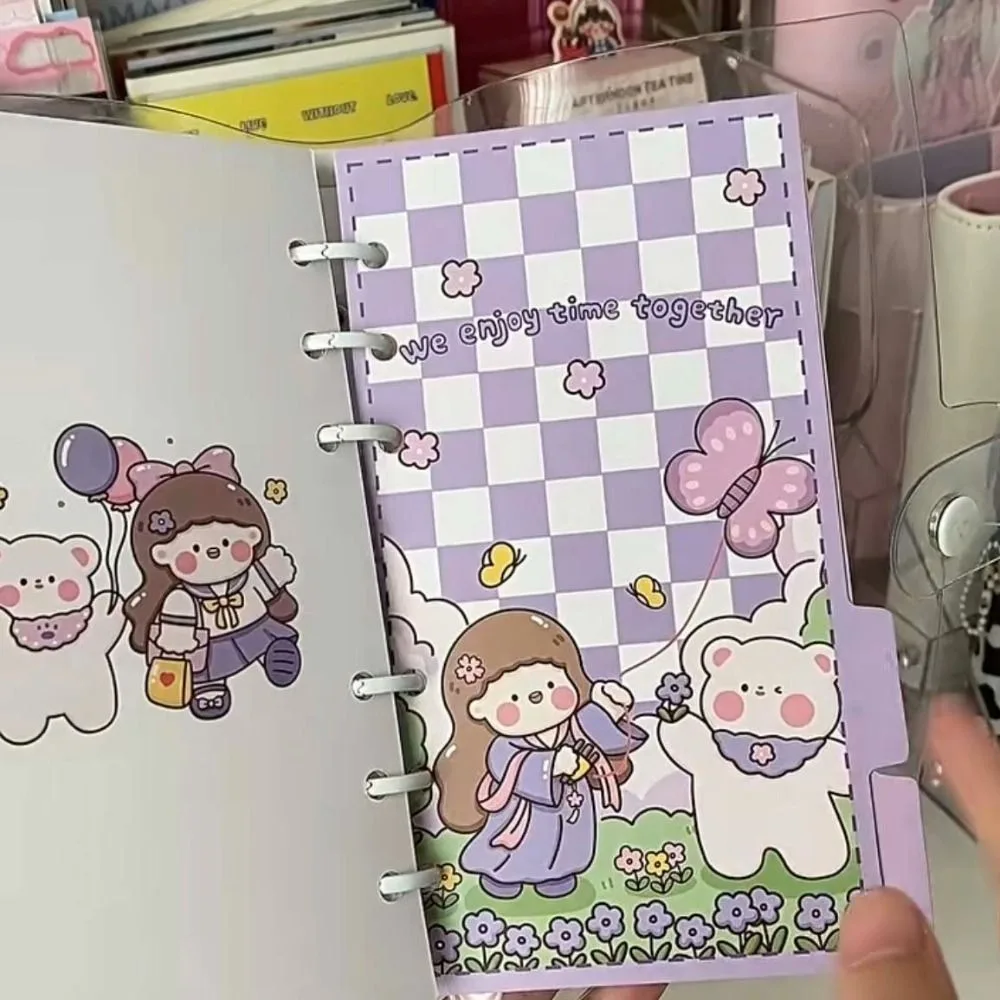 5pcs Rabit A6 Loose Leaf Refill Paper Bear Cartoon Inner Refill Spiral Binder Paper Notebook Separator Paper