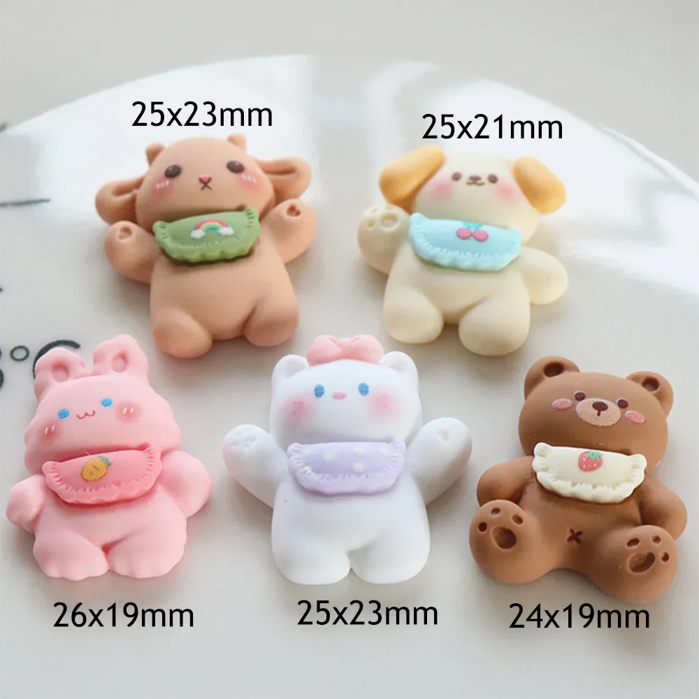 Cabujones de resina con parte posterior plana para horquilla, accesorios de decoración para manualidades, DIY, DIY, serie de animales, bufanda Kawaii, álbum de recortes, 10 piezas