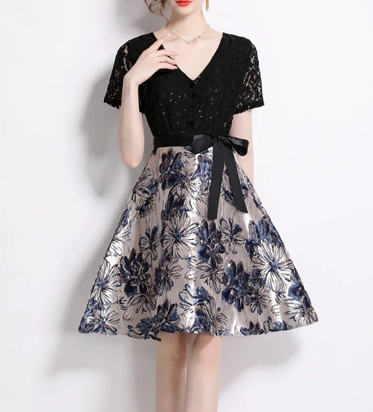 Seksowna słodka plisowana koronka dekolt w serek sznurowana żakardowa moda urodziny wieczorowe Vestido kobiety Goth wąska letnia sukienka